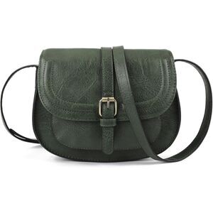 Women Green Imported Vegan Leather Small Saddle Purse Cross Body Handbags